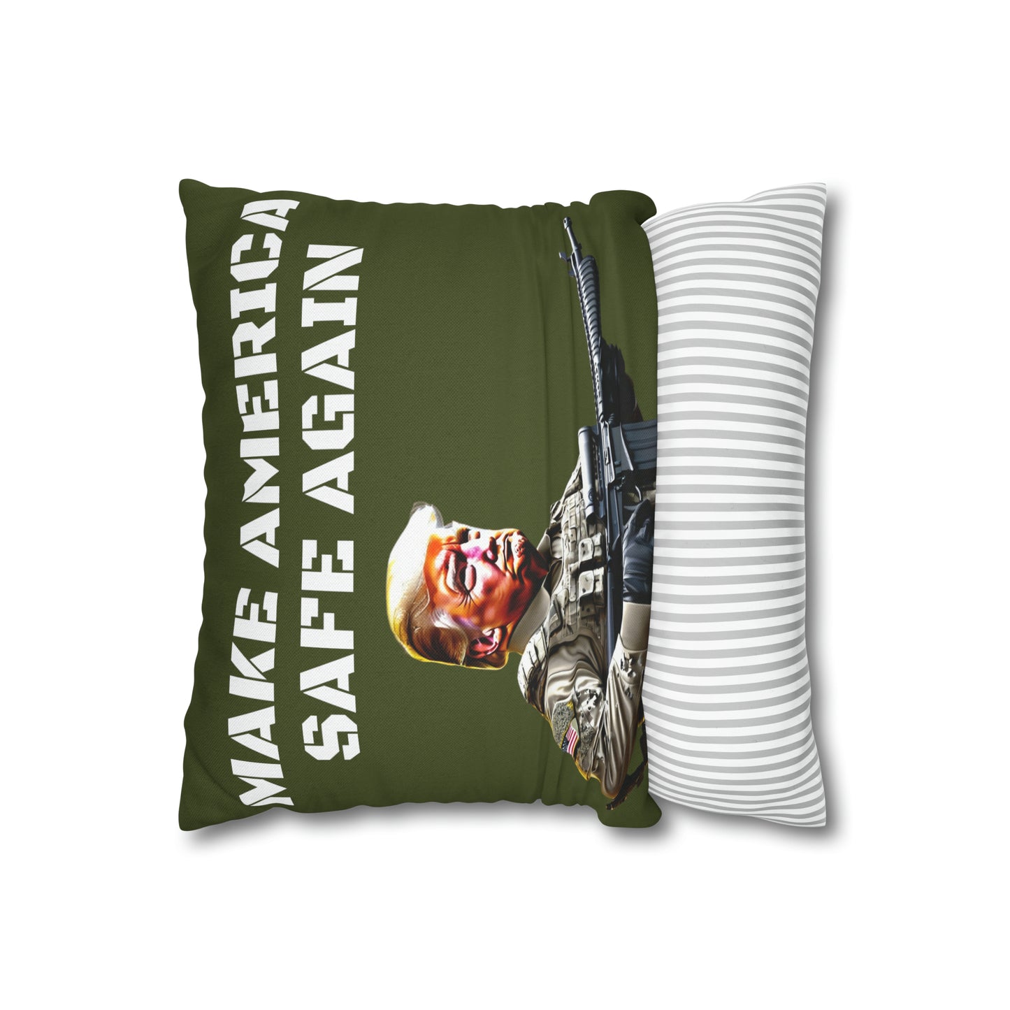 Make America Safe Again Soldier Trump 2 sided Throw Pillow Case