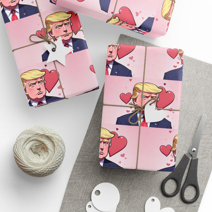 Trump with Hearts Valentine's Day Cartoon Style HD Print Present Gift Wrapping Papers