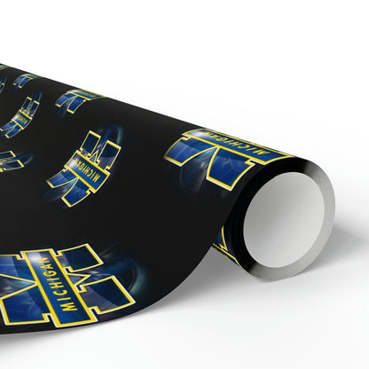 Michigan Wolverines Birthday Gift Wrapping Paper football Basketball Holiday