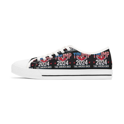 Trump 2024 Take America Black All Over Print Women's Low Top Sneakers