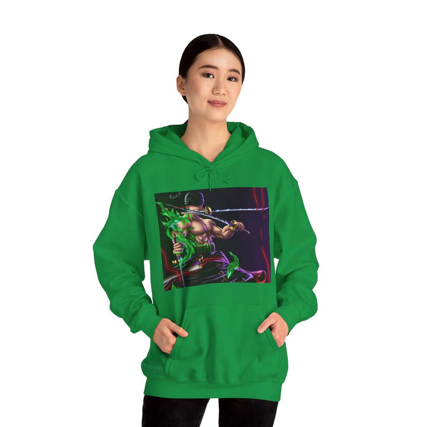 Roronoa Zoro One Piece Anime Cartoon Unisex Heavy Blend Hooded Sweatshirt