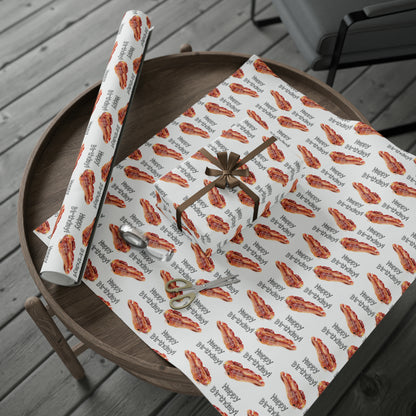 Real Bacon High Definition Happy Birthday Gift Present Holiday Wrapping Paper