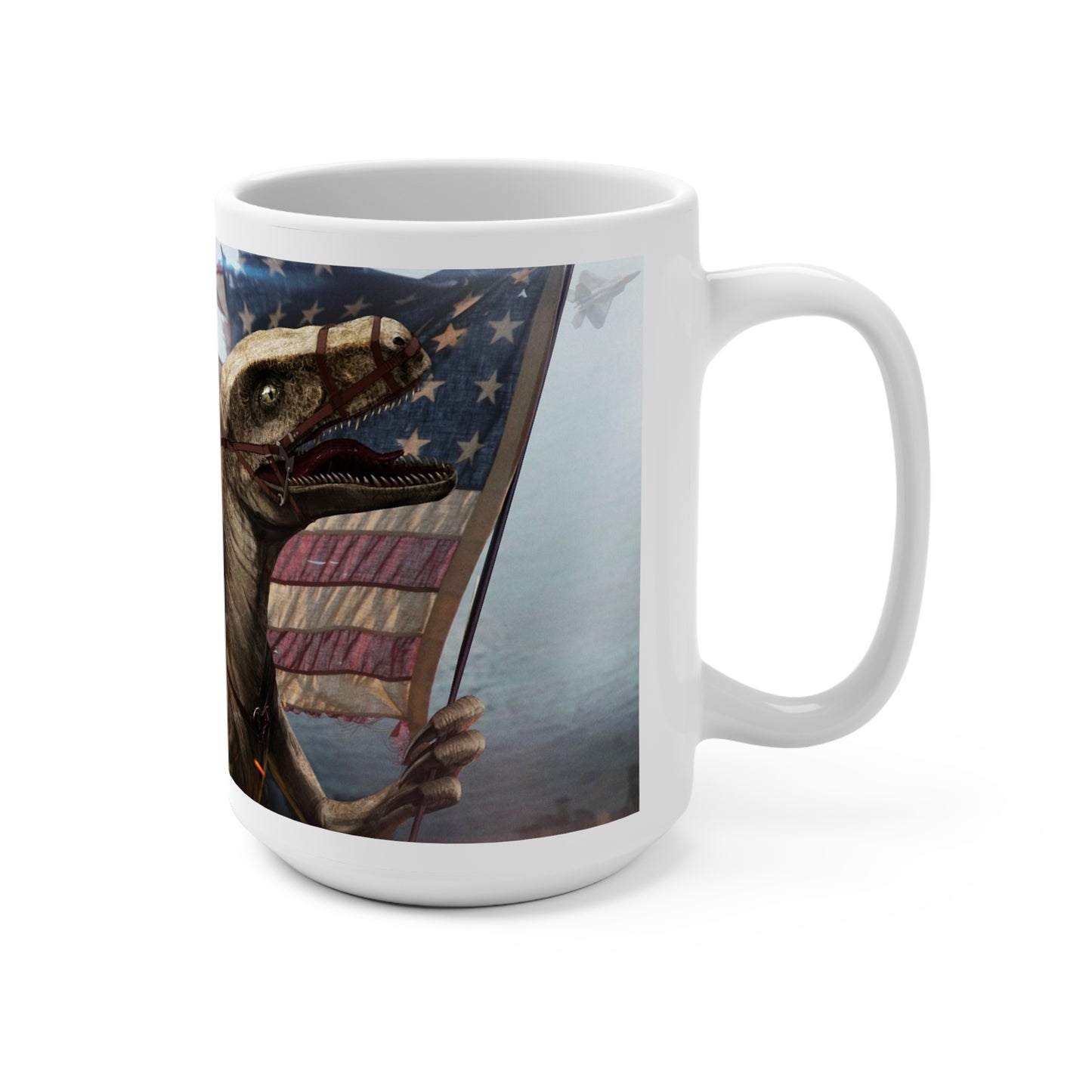 Ronald Reagan Riding a Raptor Flag Jumbo Ceramic Coffee Mug 15oz MAGAGA