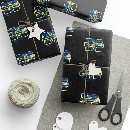 Michigan Wolverines Birthday Gift Wrapping Paper football Basketball Holiday