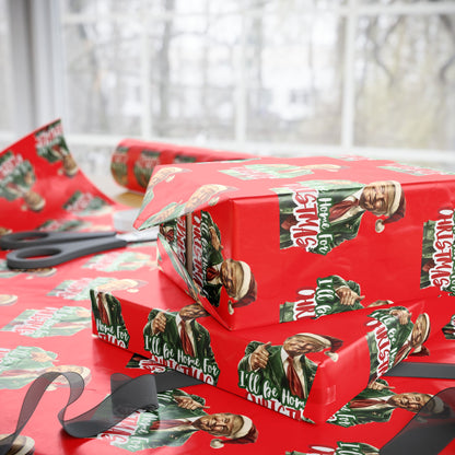 I'll be home for Christmas Red Trump Christmas Wrapping Paper