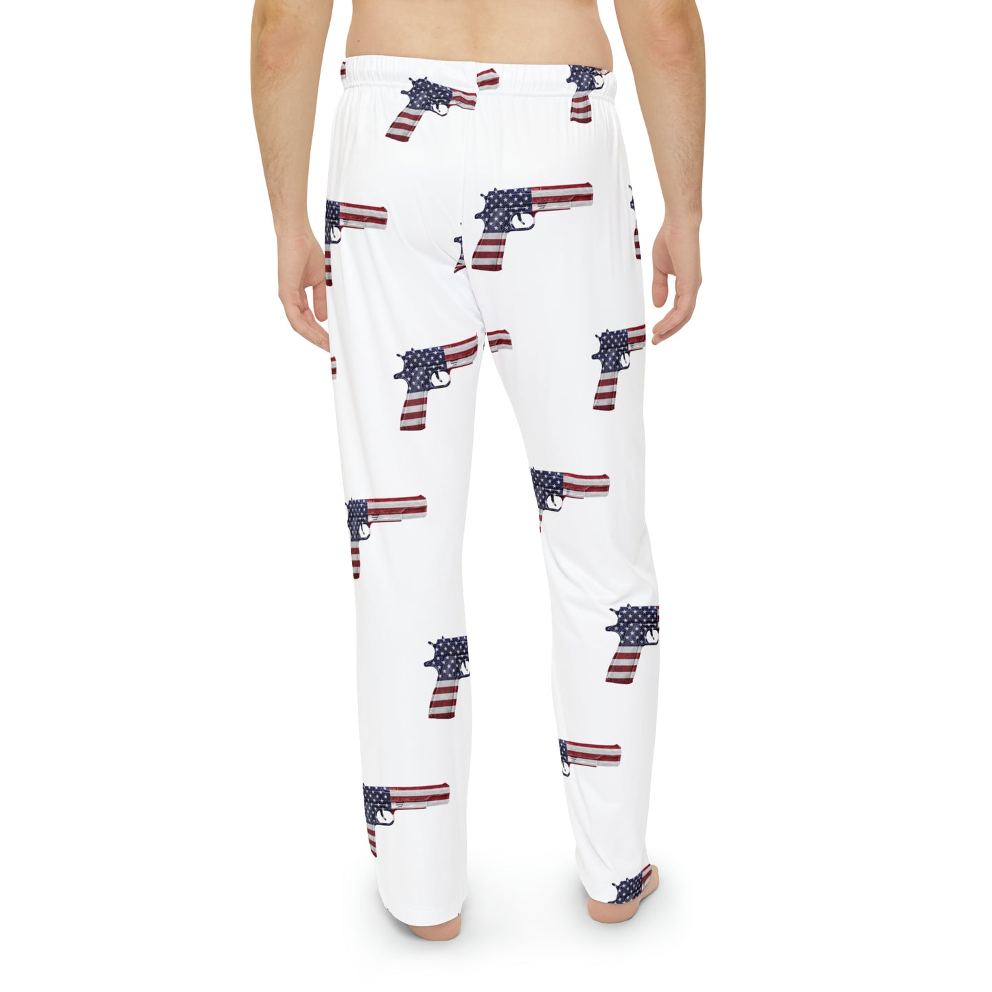 American Flag Pistol Herren-Pyjamahose aus Polyester, bequem