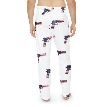 American Flag Pistol Men's Polyester Lounge Comfy Pajama Pants