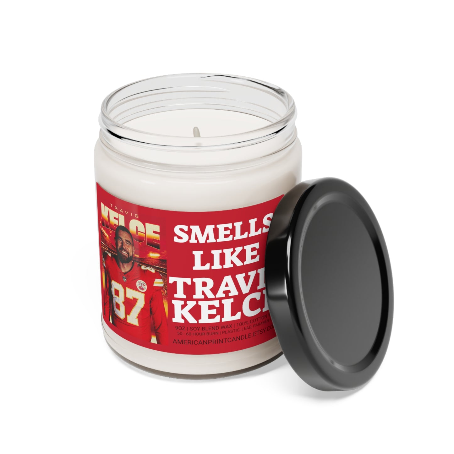 Smells like Travis Kelce Scented Soy Blend Jar Wax Candle, 9oz Kansas City Chiefs