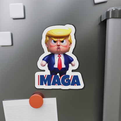 Little Trump MAGA – gestanzter Magnet-Cartoon im wütenden Stil