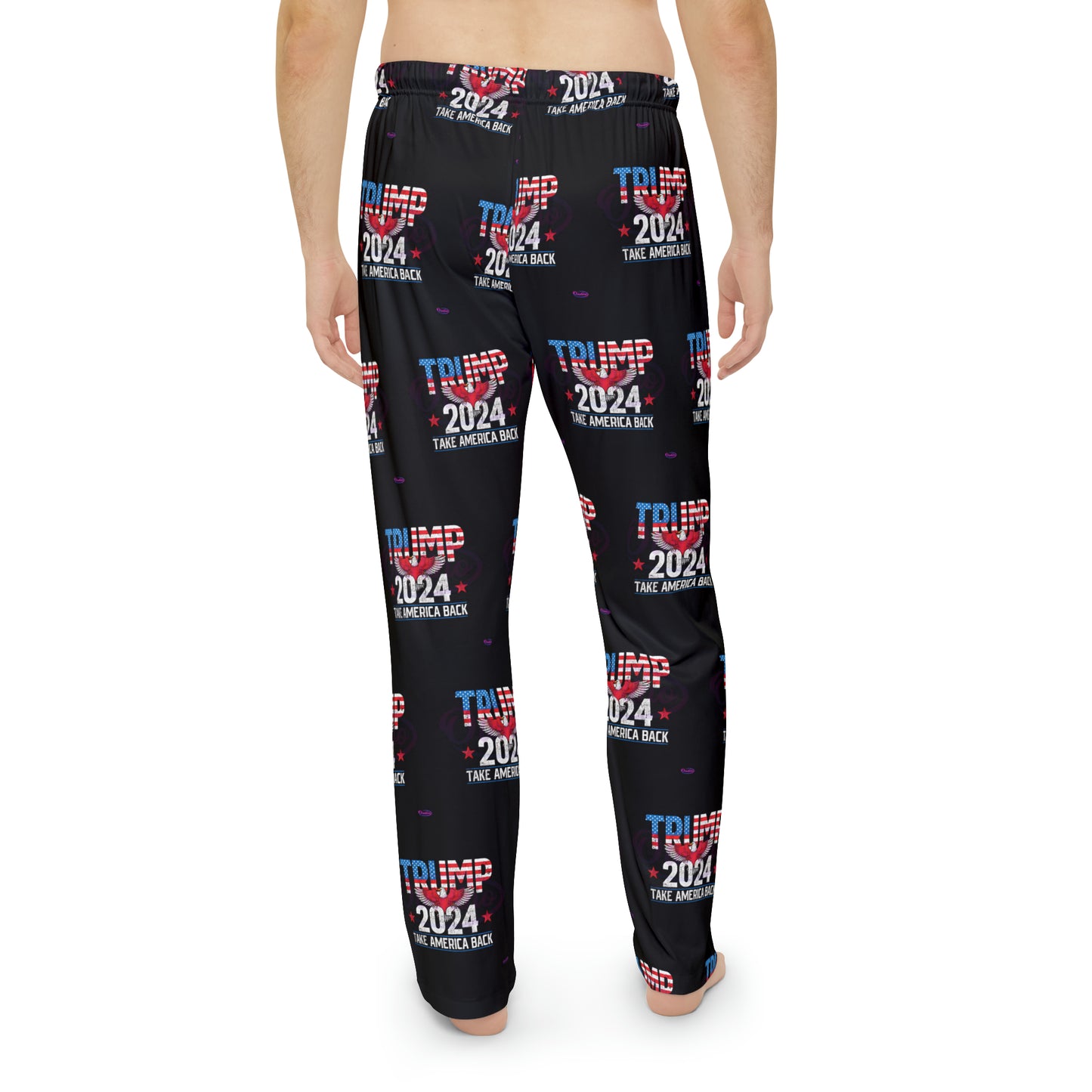 Bequeme Lounge-Pyjamahose aus Polyester für Herren „Trump 2024 Take America Back“.