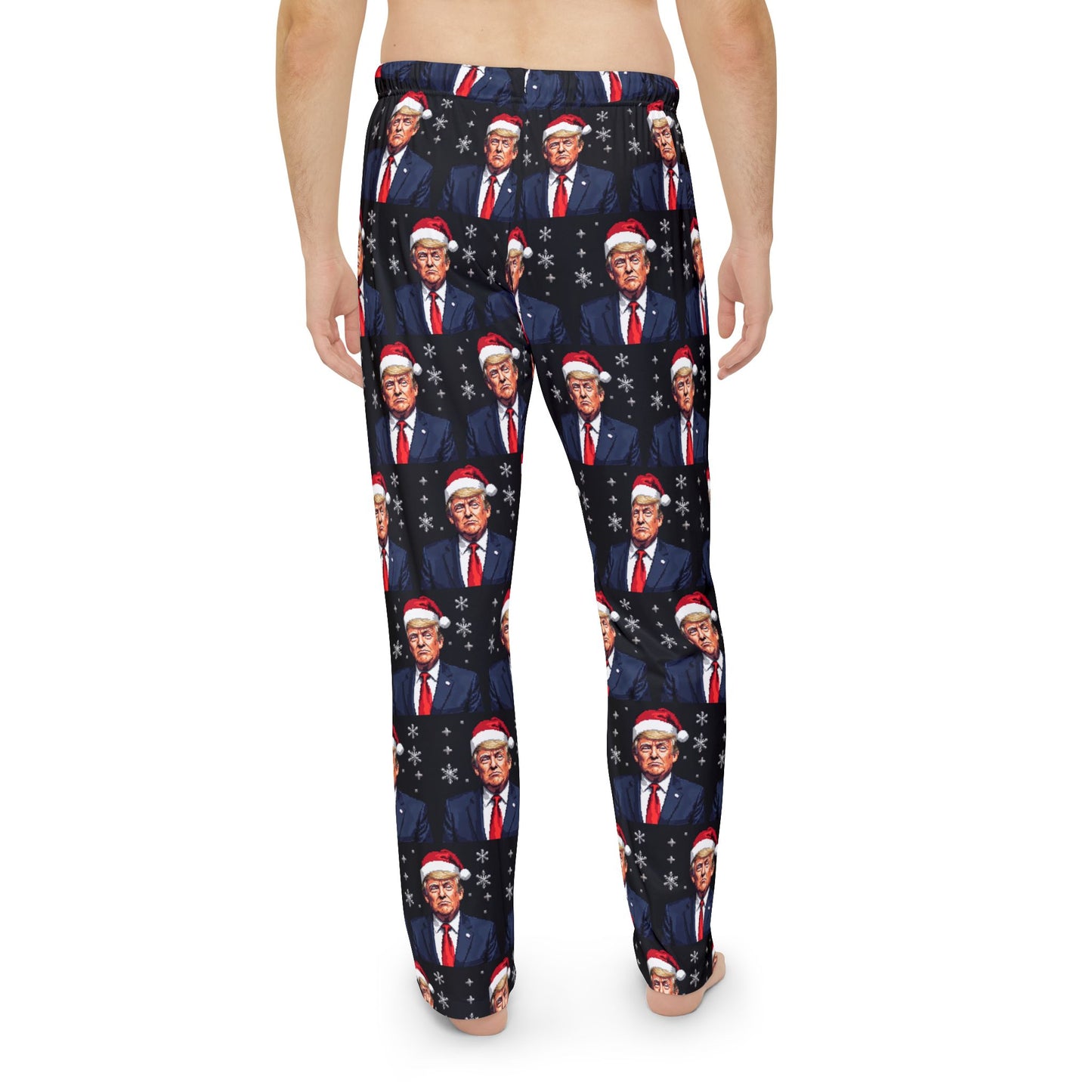 Trump Santa Pixel Style Christmas Men's Polyester Lounge Comfy Pajama Pants