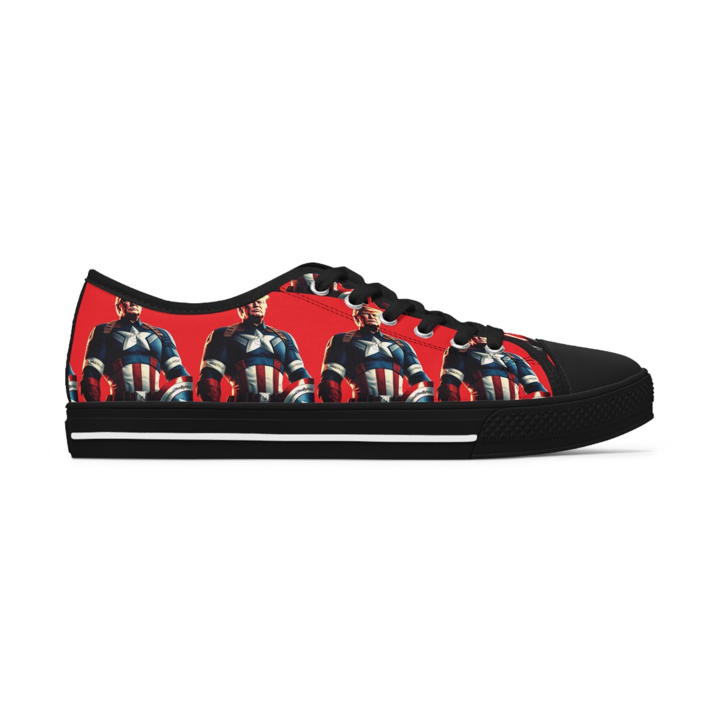 Captain Trump America Red All Over Print Women's Low Top Sneakers