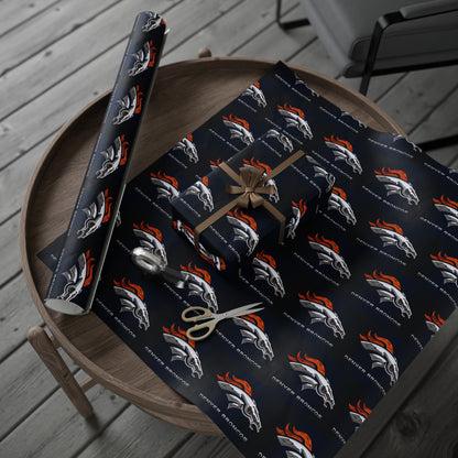 Denver Broncos NFL Football Birthday Graduation Gift Wrapping Paper Holiday