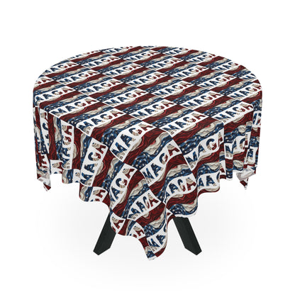 MAGA Red White and Blue Trump Celebration Fabric Tablecloth