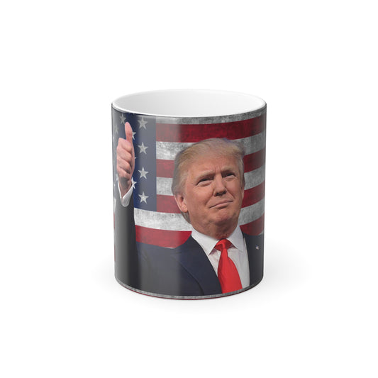 Farbwechselnde Kaffeetasse mit hitzereagierender Trump-Flagge, 325 ml