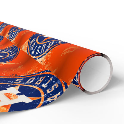 Houston Astros Baseball MLB Birthday Graduation Holiday Gift Wrapping Paper