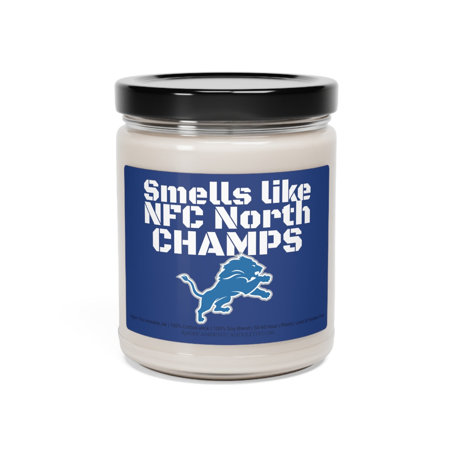 Smells like NFC North CHAMPS Detroit Lions Scented Soy Candle 9oz