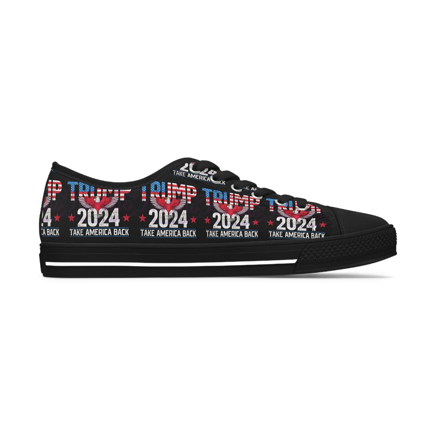 Trump 2024 Take America Black All Over Print Women's Low Top Sneakers