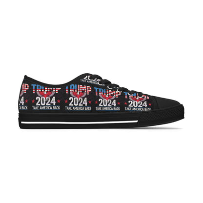 Trump 2024 Take America Damen-Low-Top-Sneaker mit Allover-Print in Schwarz