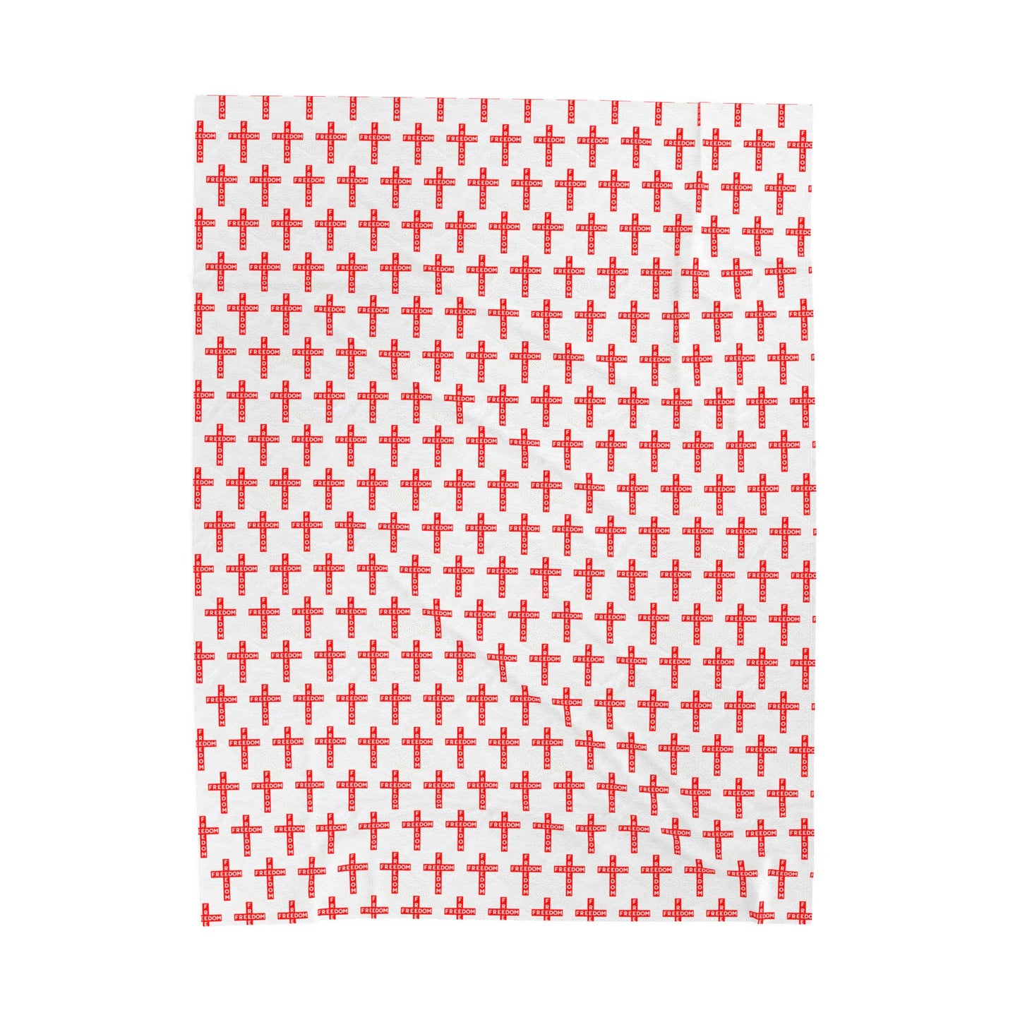 Red Freedom Cross Pattern Jumbo Plush Velveteen Blanket —  60" x 80"