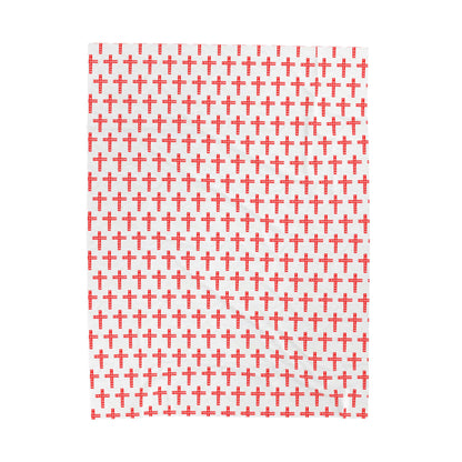 Red Freedom Cross Pattern Jumbo Plush Velveteen Blanket —  60" x 80"