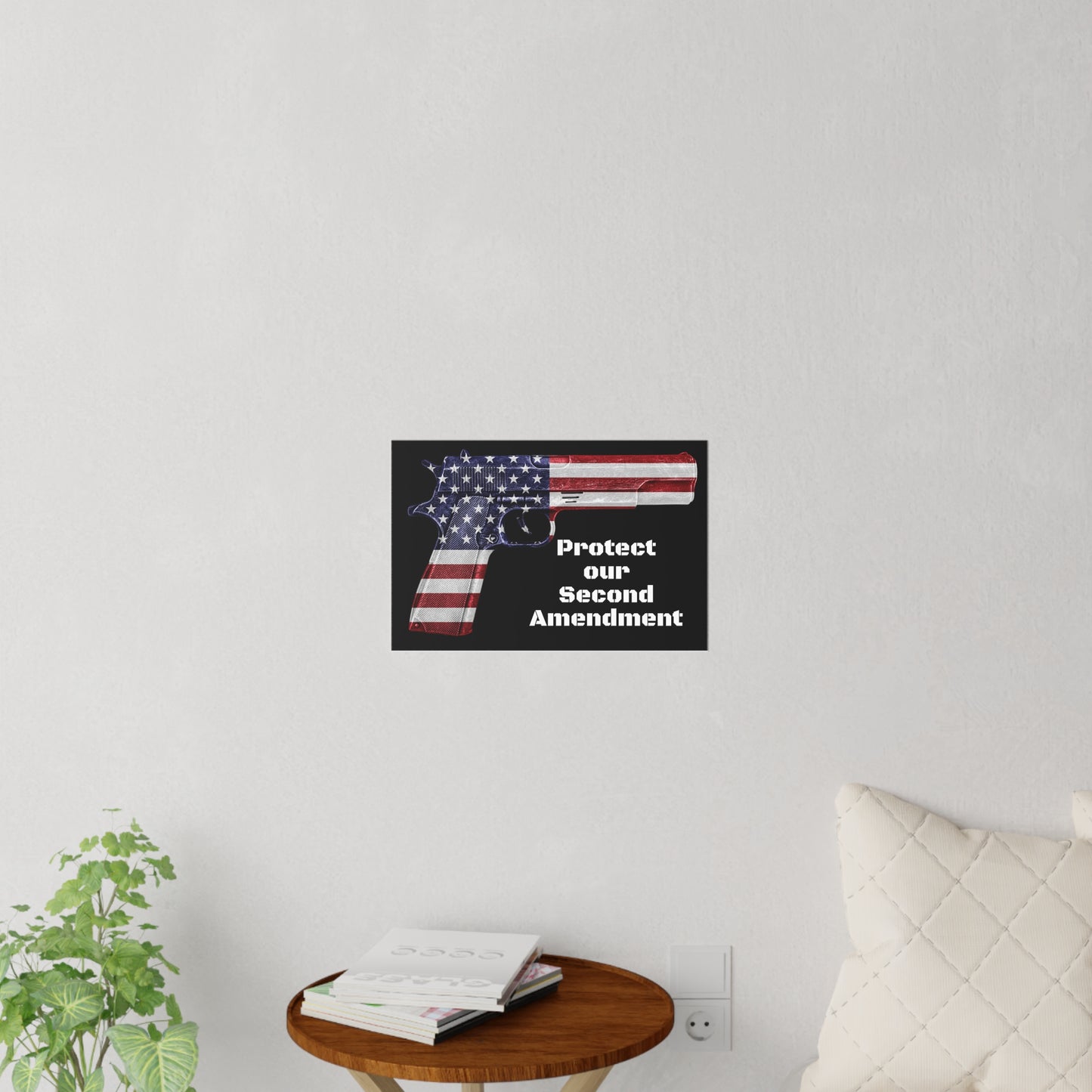 Protect our second Amendment 2A American Flag Pistol sticky Wall Decals 3 sizes