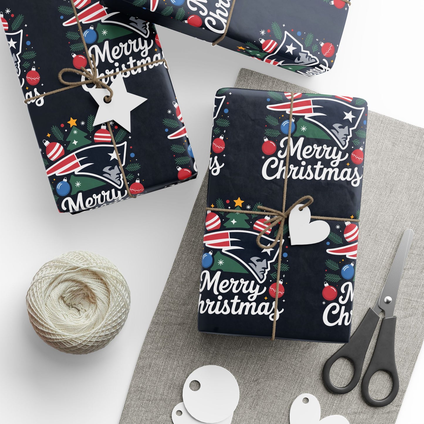 New England Football Merry Christmas Sports Gift Wrap, Holiday Present Wrap, Christmas Gift Wrap, Gift Packaging