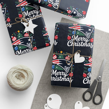 New England Football Merry Christmas Sports Gift Wrap, Holiday Present Wrap, Christmas Gift Wrap, Gift Packaging