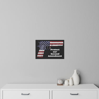 Protect our second Amendment 2A American Flag Pistol sticky Wall Decals 3 sizes
