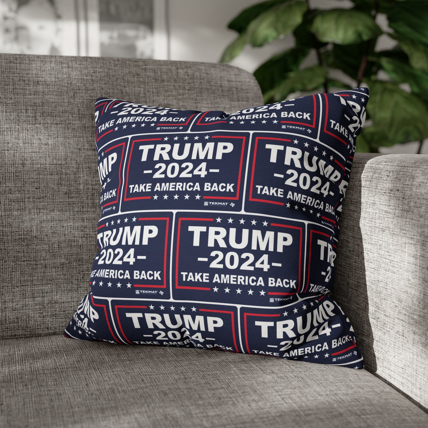 Trump 2024 Take America Back Blue Throw Pillow Case