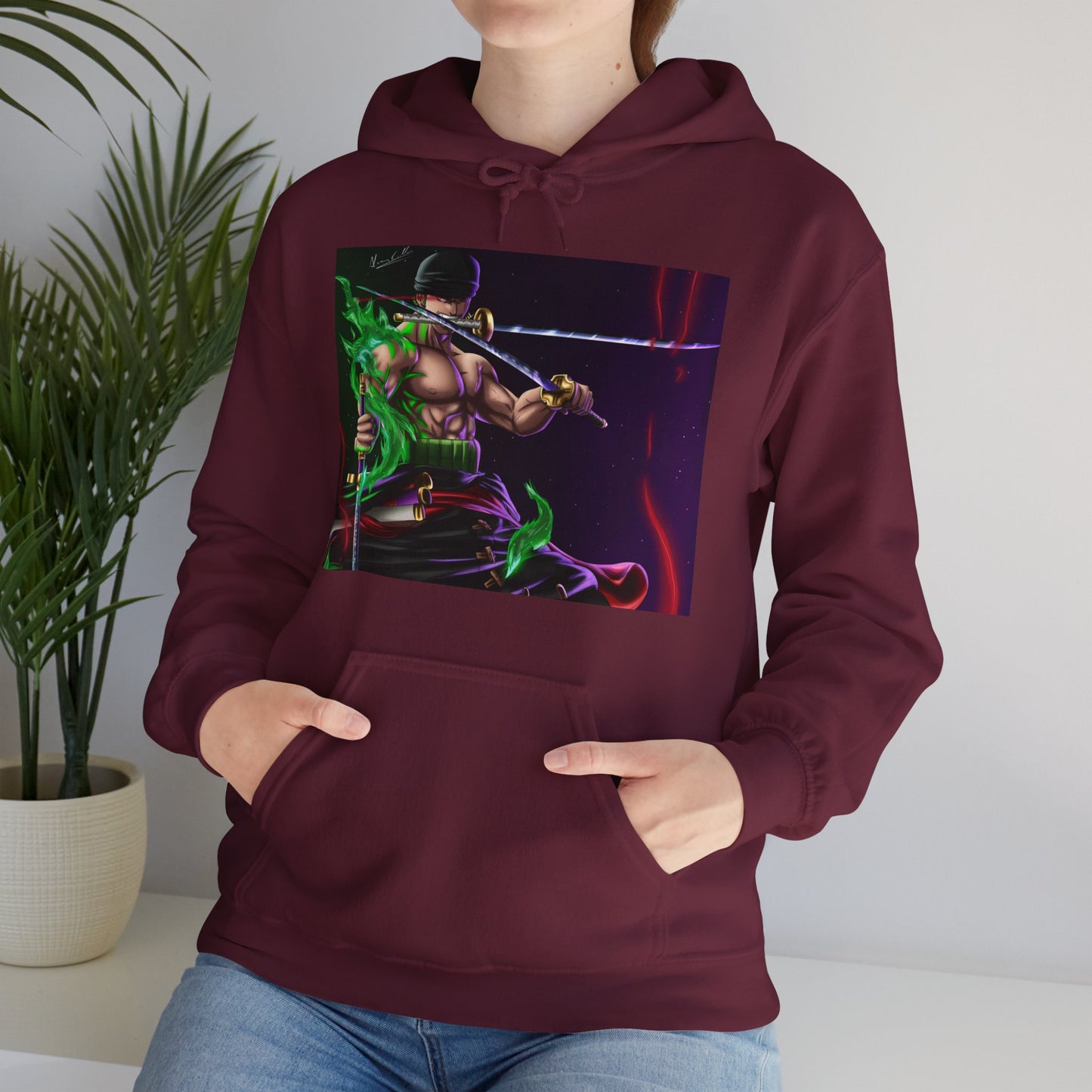 Roronoa Zoro One Piece Anime Cartoon Unisex Heavy Blend Hooded Sweatshirt