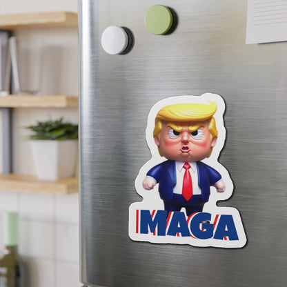 Little Trump MAGA – gestanzter Magnet-Cartoon im wütenden Stil