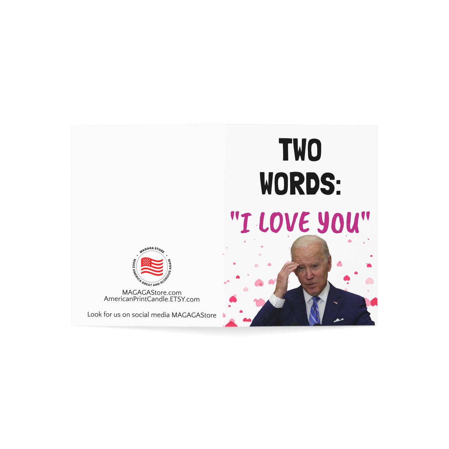 Two Words I Love you Funny Biden Valentine's Day Card