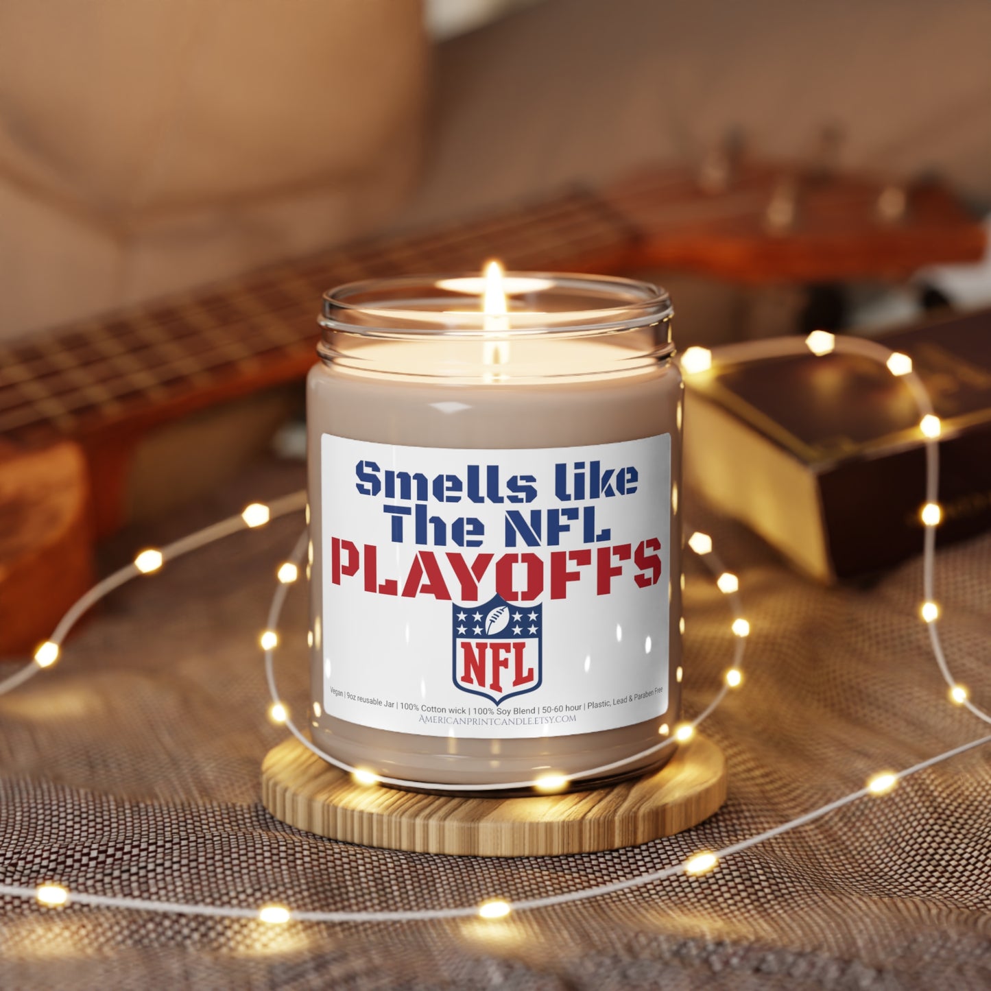 Smells like the NFL Playoffs Scented Soy Candle 9oz Football