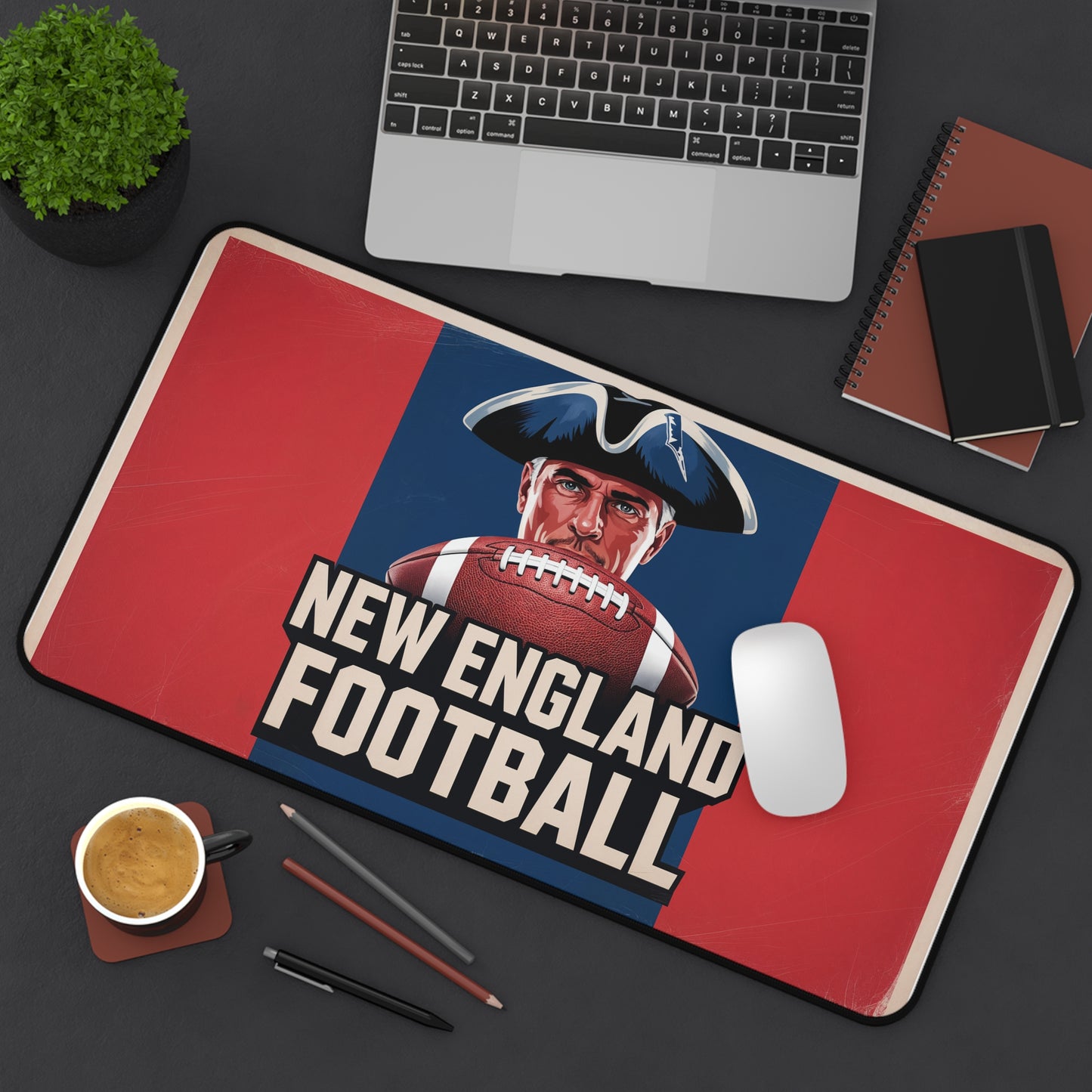 New England Football High Definition Print Non Slip Desk Mat Office Home Mouse Pad Sports Fan Gift Ultra Smooth Surface Rubber Backing