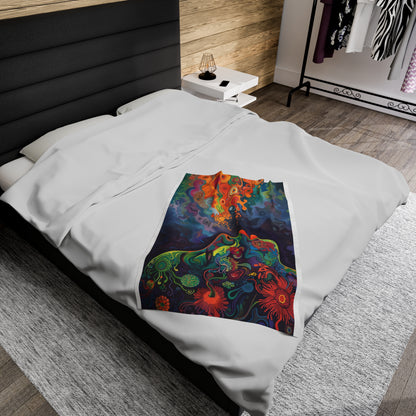 Trippy Girl Psychedelic Mushroom Warm Velveteen Plush Blanket