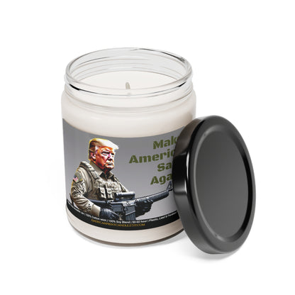 Make America Safe Again soldier Trump Scented Soy Glass Jar Candle 9oz