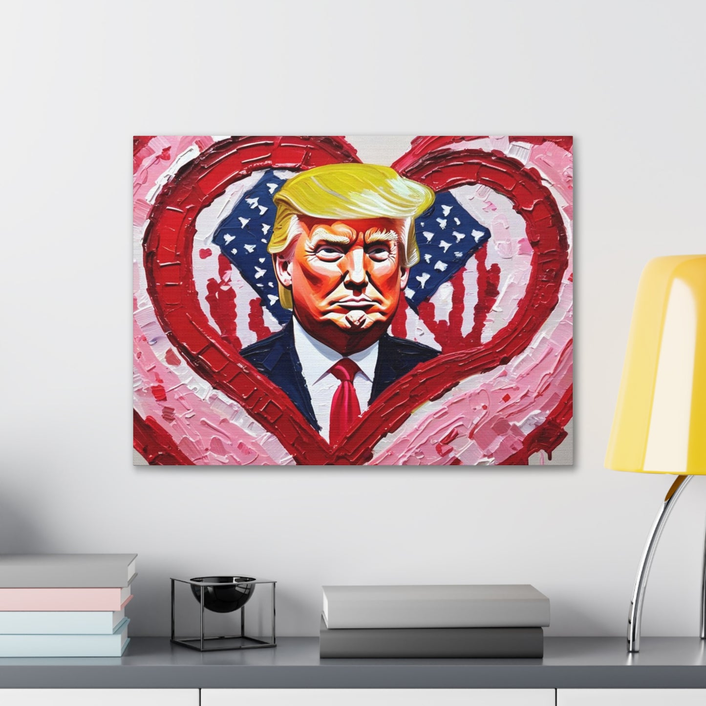 Donald Trump in the Hearts Reprint *Gemälde von Bella K. Canvas Gallery Wrap MAGA Valentinstagsgeschenk