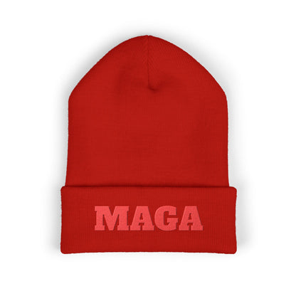MAGA Embroidered Cuffed Beanie — Classic Knit Winter Hat