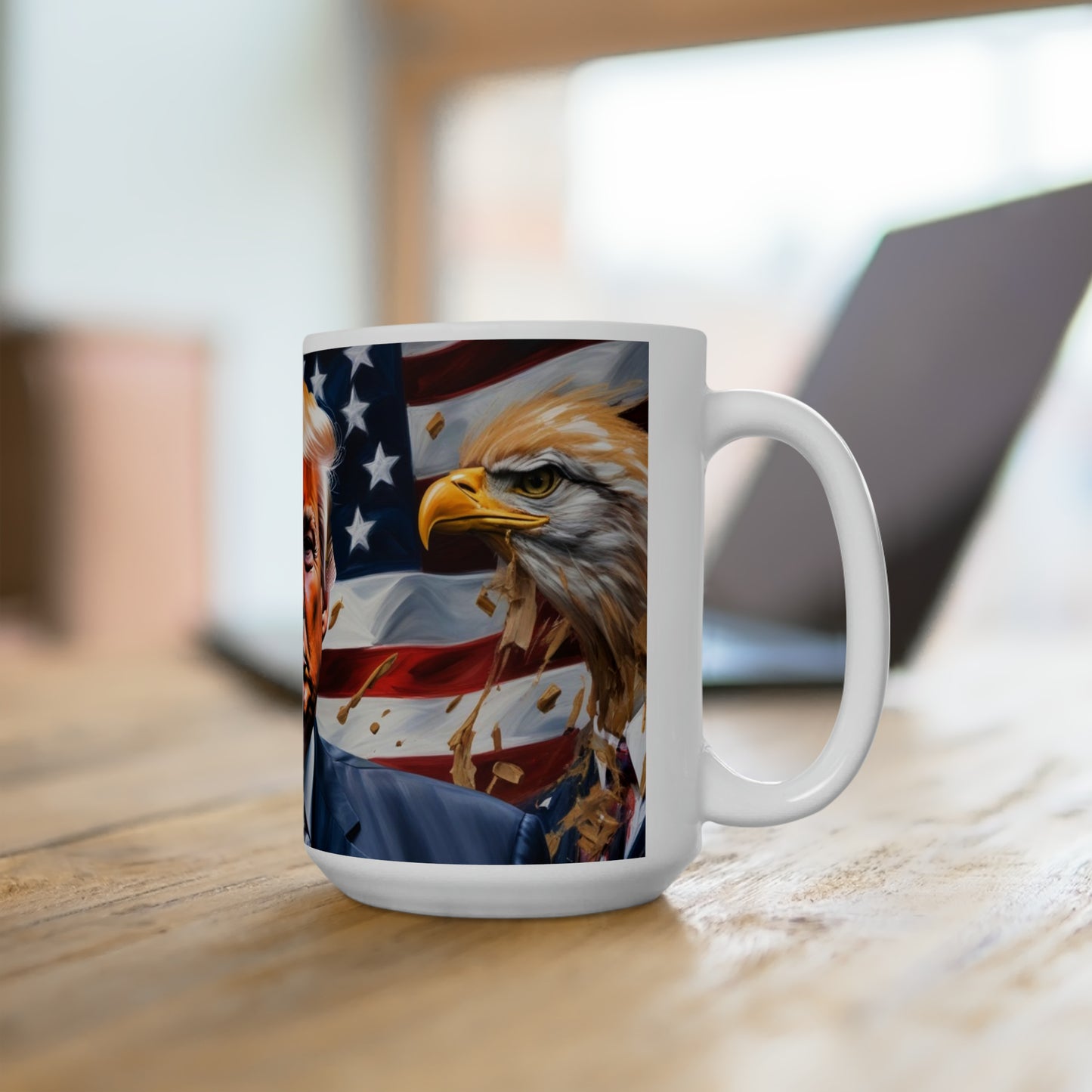 Donald Trump with American Eagles Ceramic Jumbo Coffee Mug 15oz