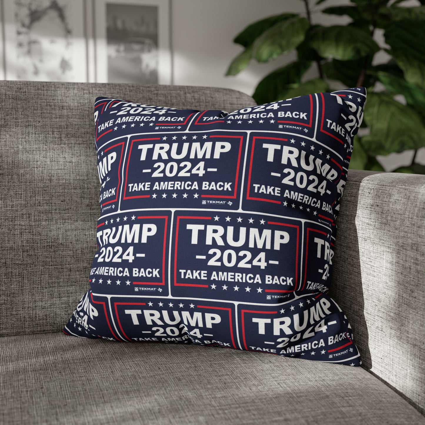 Trump 2024 Take America Back Blue Throw Pillow Case