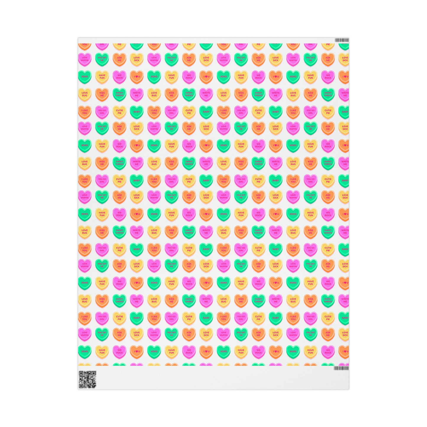 Conversation Hearts Buntes Geschenkpapier zum Valentinstag