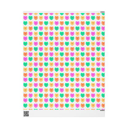 Conversation Hearts Buntes Geschenkpapier zum Valentinstag