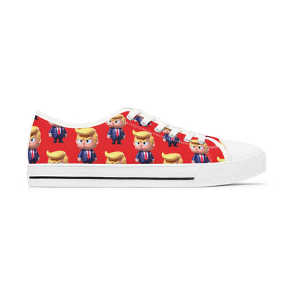 Little Trump all over Print Red Women's Low Top Sneakers Shoes