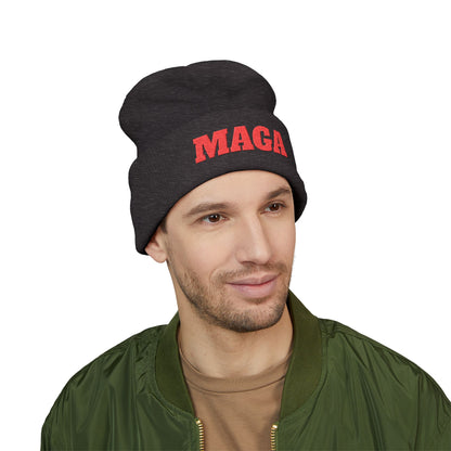 MAGA Embroidered Cuffed Beanie — Classic Knit Winter Hat