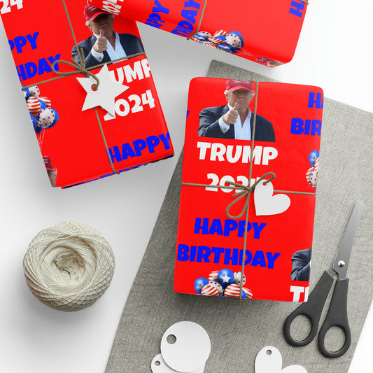 Happy Birthday Trump 2024 Red MAGA Geburtstagsgeschenk Geschenkpapier