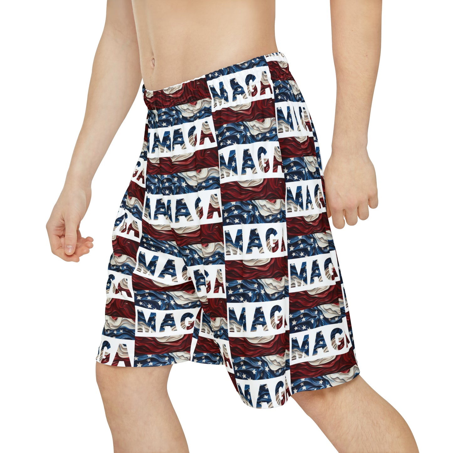 MAGA Trump Red White and Blue All over Print Men’s Sports Athletic Shorts