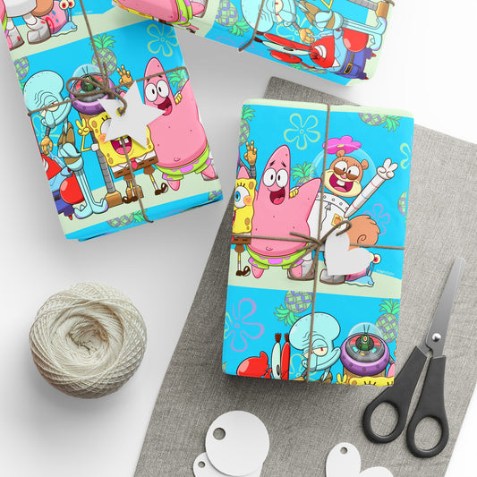 SpongeBob SquarePants Main Characters Birthday High Def Gift Wrapping Paper