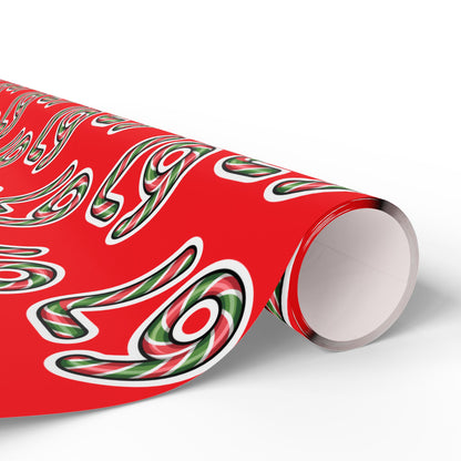 67 Candy Cane Red Merry Christmas meme Wrapping Papers - Santa Cartoon Funny Gift Wrap, Holiday Present, Six Seven