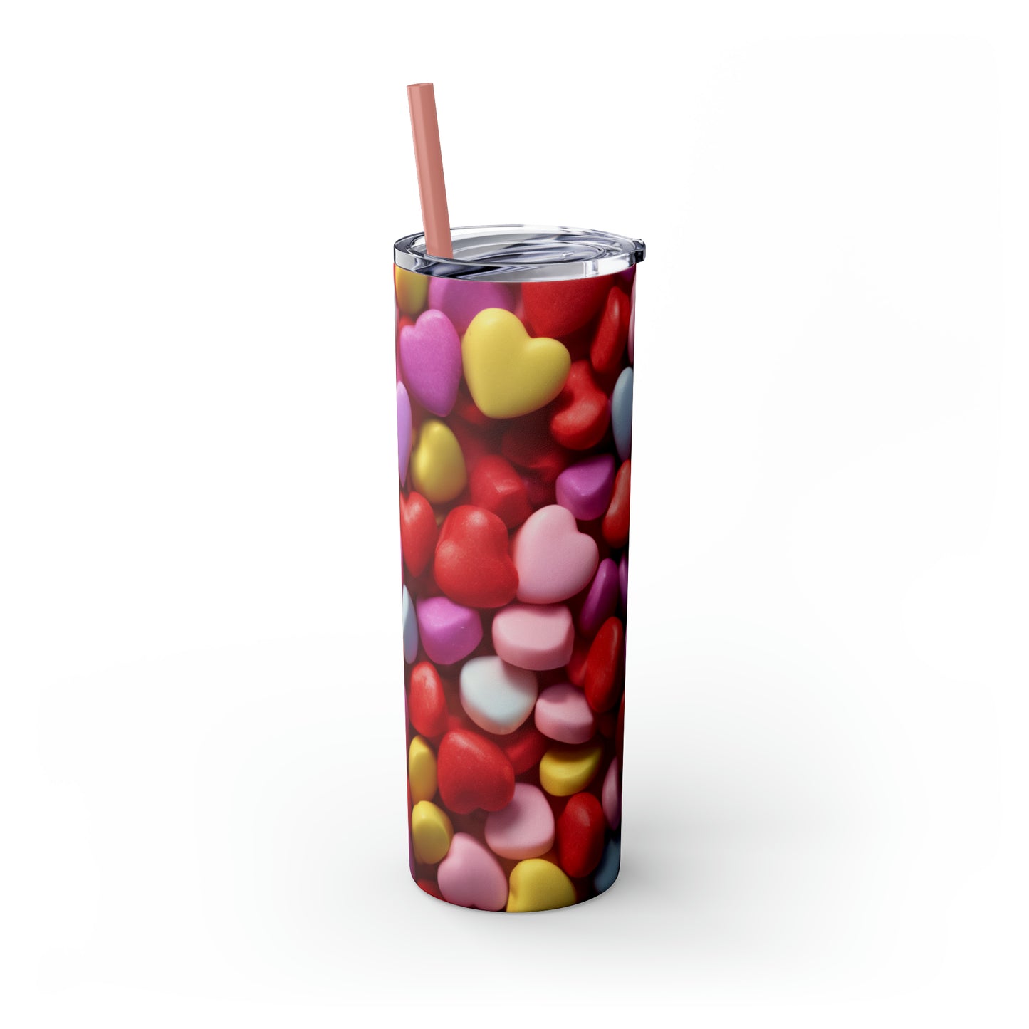 CANDY Valentine's Day Hearts Skinny Tumbler mit Strohhalm, 20oz